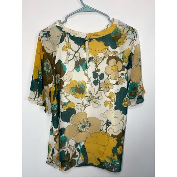 Katherine Barclay Women's Flared Sleeve Lined Floral Blouse Multicolor Medium - Picture 6 of 9